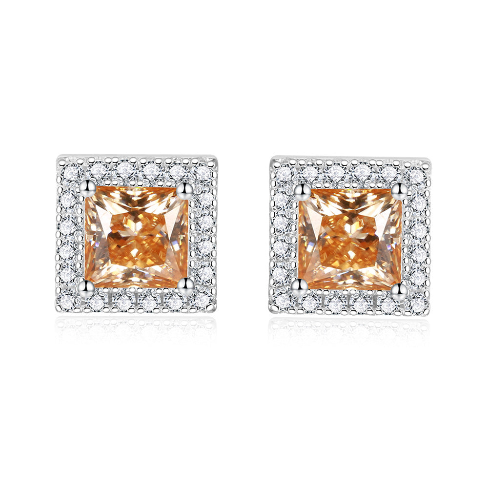"CM-0014 1CT Square Modified Moissanite Studs/ 925 Sterling Silver/ Radiant Sun Ideal Cut/ VVS1 Clarity/Best Anniversary Gift/ Suits Every Occasion "