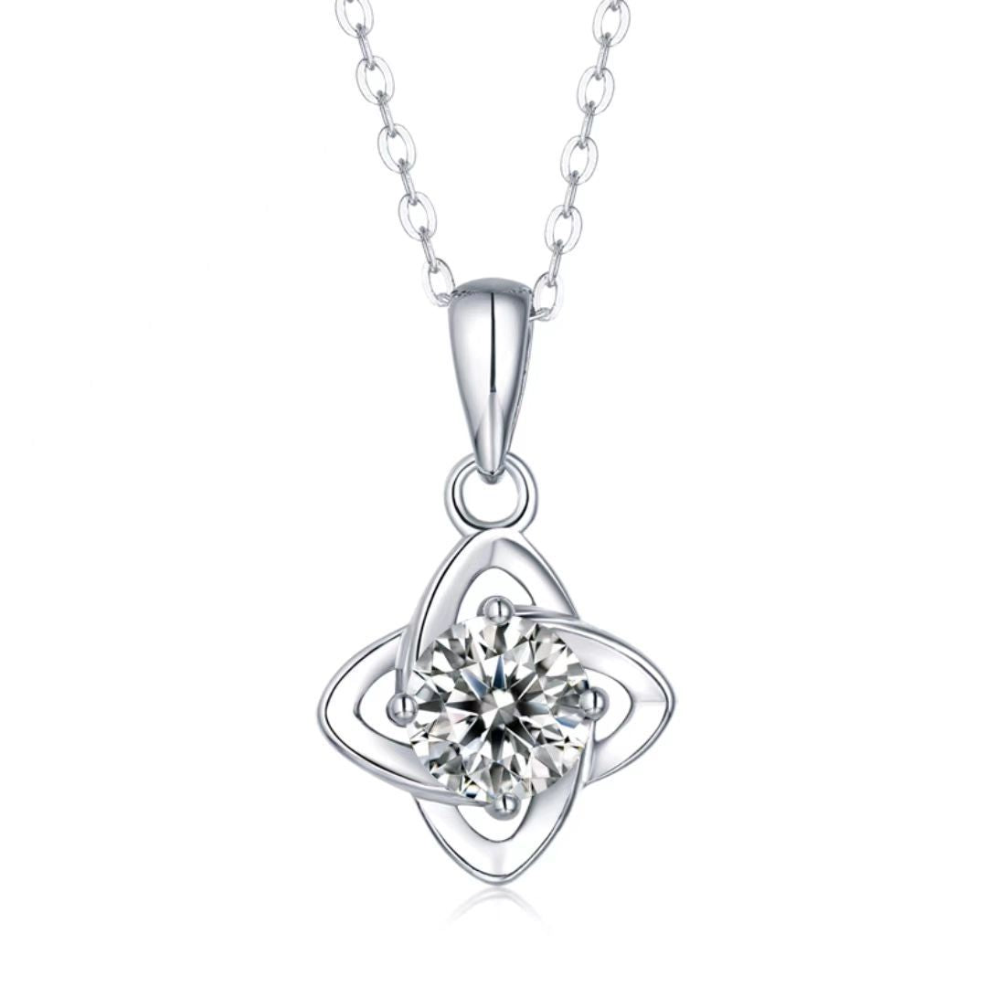 "FN-0027 1CT Round Brilliant Cut Moissanite Necklace/ 925 Sterling Silver/ D Color Ideal Cut/ VVS1 Clarity/Best Anniversary Gift/ Suits Every Occasion"