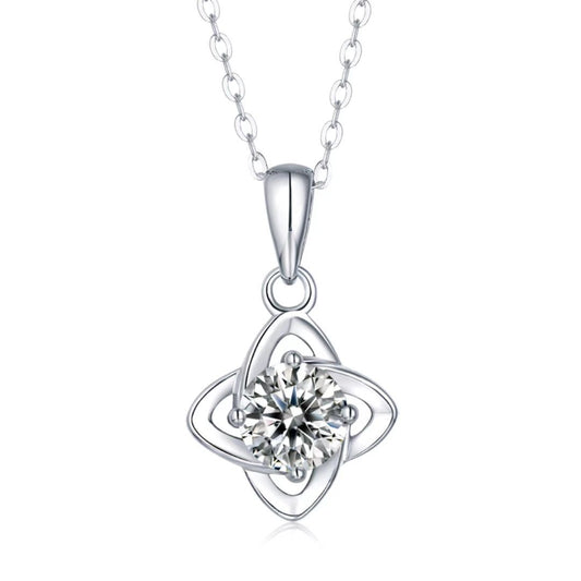 "FN-0027 1CT Round Brilliant Cut Moissanite Necklace/ 925 Sterling Silver/ D Color Ideal Cut/ VVS1 Clarity/Best Anniversary Gift/ Suits Every Occasion"