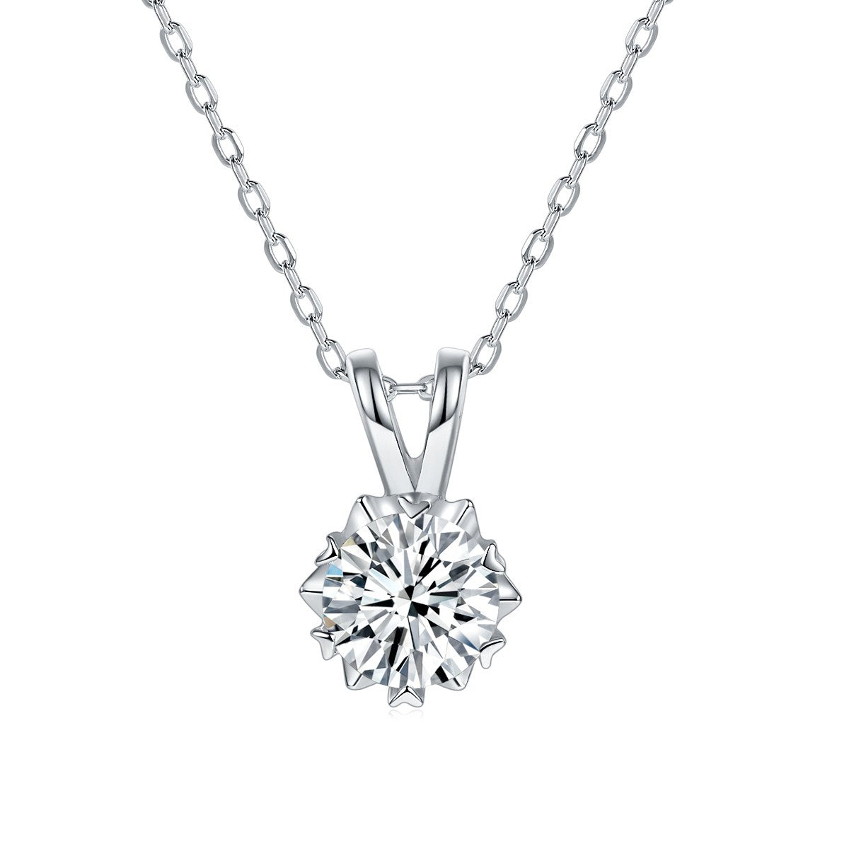 "FN-0012 1CT Six-claw Round Moissanite Solitaire Necklace with Certificate/925 Sterling Silver/D Color Ideal Cut/ VVS1 Clarity/21cm-50cm/ Best Anniversary Gift/ Suits Every Occasion "