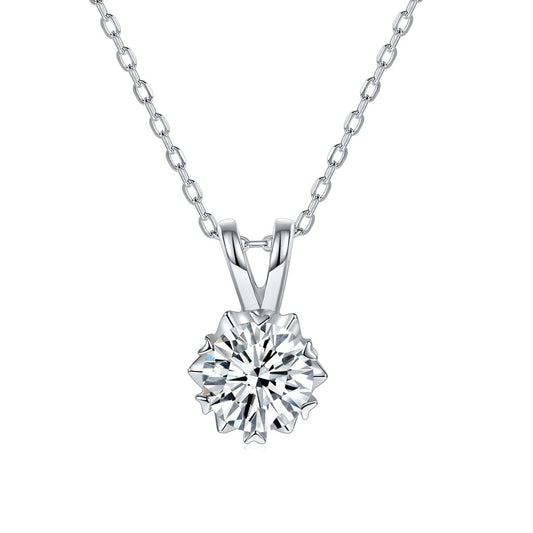 "FN-0012 1CT Six-claw Round Moissanite Solitaire Necklace with Certificate/925 Sterling Silver/D Color Ideal Cut/ VVS1 Clarity/21cm-50cm/ Best Anniversary Gift/ Suits Every Occasion "