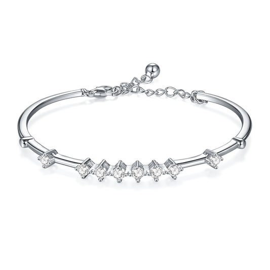 "FB-0004 Moissanite Bezel-Set Station Bracelet/ 925 Sterling Silver/ D Color Ideal Cut/ VVS1 Clarity/Best Anniversary Gift/ Suits Every Occasion "