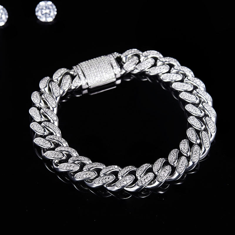 "FB-0003 6mm Moissanite Cuban Bracelet/ 925 Sterling Silver/ D Color Ideal Cut/ VVS1 Clarity/Best Anniversary Gift/ Suits Every Occasion "