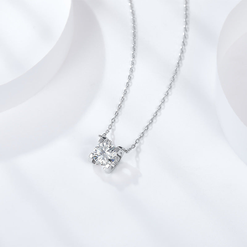 "FN-0017 2 CT Round Brilliant Cut Moissanite Pendant with Certificate/925 Sterling Silver /D Color Ideal Cut/ VVS1 Clarity/ 21cm-50cm/Best Anniversary Gift/ Suits Every Occasion "