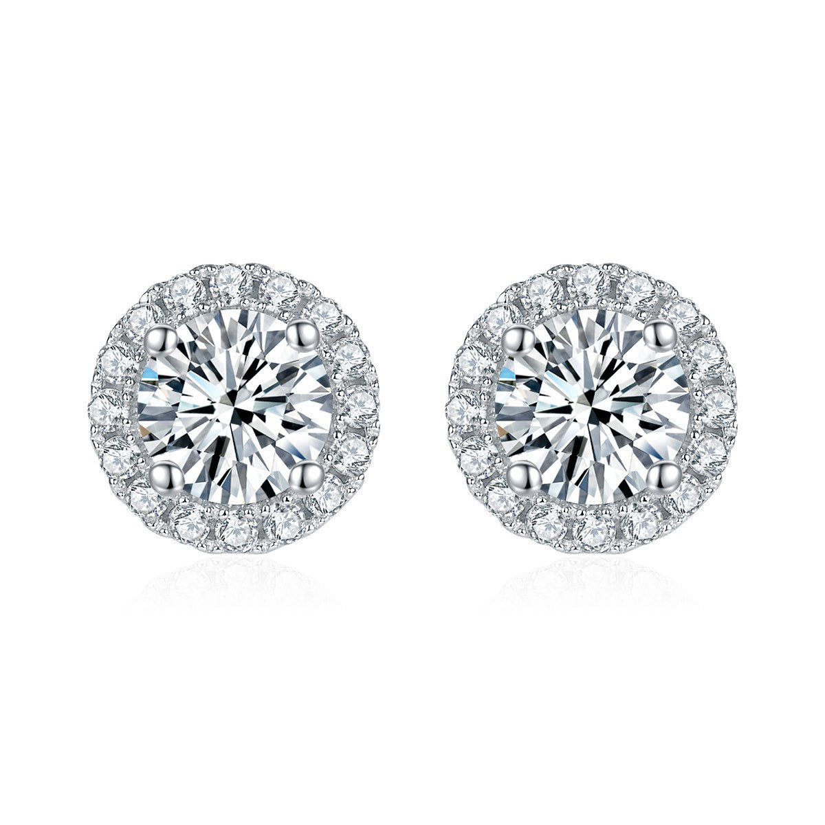 "FE-0023 1CT Round Brilliant Cut Moissanite Stud Earrings/ 925 Sterling Silver/ D Color Ideal Cut/ VVS1 Clarity/Best Anniversary Gift/ Suits Every Occasion"