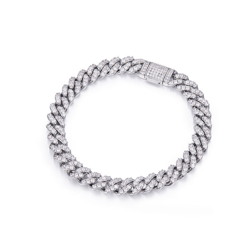 "FB-0003 6mm Moissanite Cuban Bracelet/ 925 Sterling Silver/ D Color Ideal Cut/ VVS1 Clarity/Best Anniversary Gift/ Suits Every Occasion "