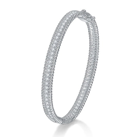 "FB-0001 /2mm Moissanite Tennis Bracelet Bangle Cuff/ 925 Sterling Silver/ D Color Ideal Cut/ VVS1 Clarity/Best Anniversary Gift/ Suits Every Occasion "
