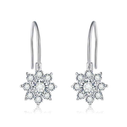 "FE-0014 Round Brilliant Cut  Cut Moissanite Dangle Earrings/ 925 Sterling Silver/ D Color Ideal Cut/ VVS1 Clarity/Best Anniversary Gift/ Suits Every Occasion "