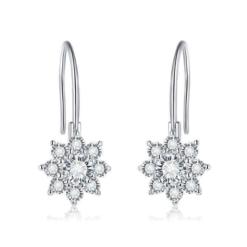 "FE-0014 Round Brilliant Cut  Cut Moissanite Dangle Earrings/ 925 Sterling Silver/ D Color Ideal Cut/ VVS1 Clarity/Best Anniversary Gift/ Suits Every Occasion "