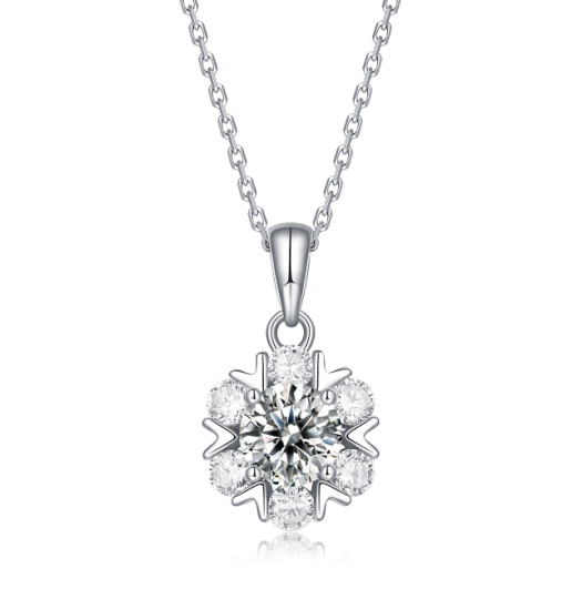 "FN-0041 2 CT Round Brilliant Cut Moissanite Pendant with Certificate/ 925 Sterling Silver/ D Color Ideal Cut/ VVS1 Clarity/ 21cm-50cm/ /Best Anniversary Gift/ Suits Every Occasion "