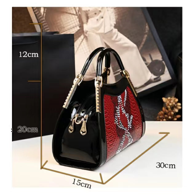 WB-0015/ Crocodile Embossed Leather With Laces Crossbody Bag