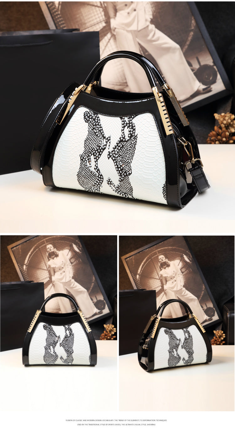 WB-0015/ Crocodile Embossed Leather With Laces Crossbody Bag