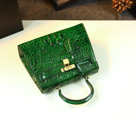 WB-0010/ Crocodile Embossed Leather With Laces Crossbody Bag