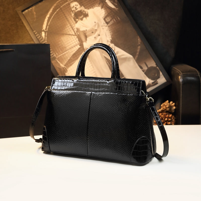 WB-0012/ Crocodile Embossed Leather Crossbody Bag