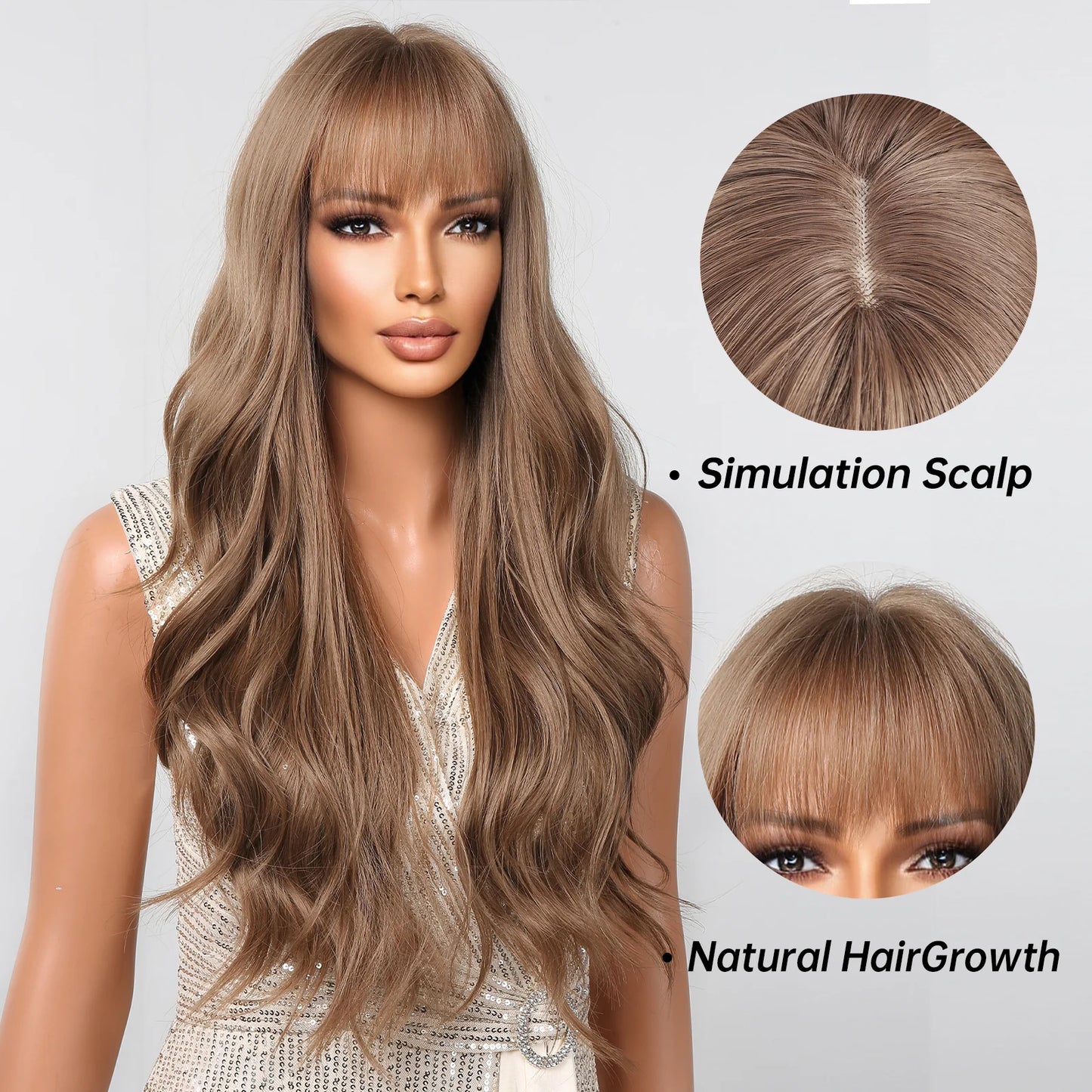 LC2088-3 26inch long curly blonde wig with bangs Women's wig for daily or cosplay use