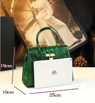 WB-0010/ Crocodile Embossed Leather With Laces Crossbody Bag