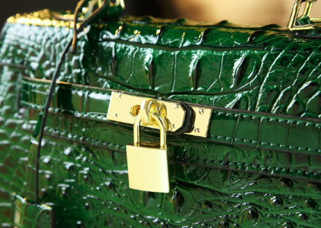 WB-0010/ Crocodile Embossed Leather With Laces Crossbody Bag
