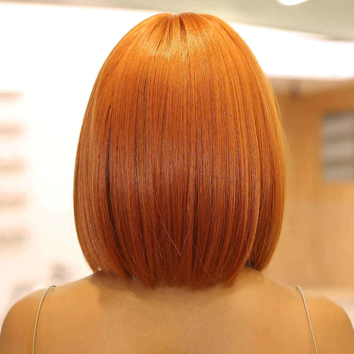 LC2071-3 short straight bobo wigs orange with bangs wigs for women for daily life
