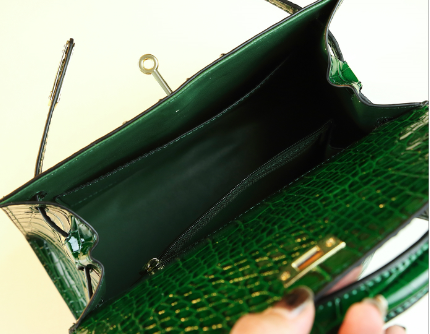 WB-0010/ Crocodile Embossed Leather With Laces Crossbody Bag